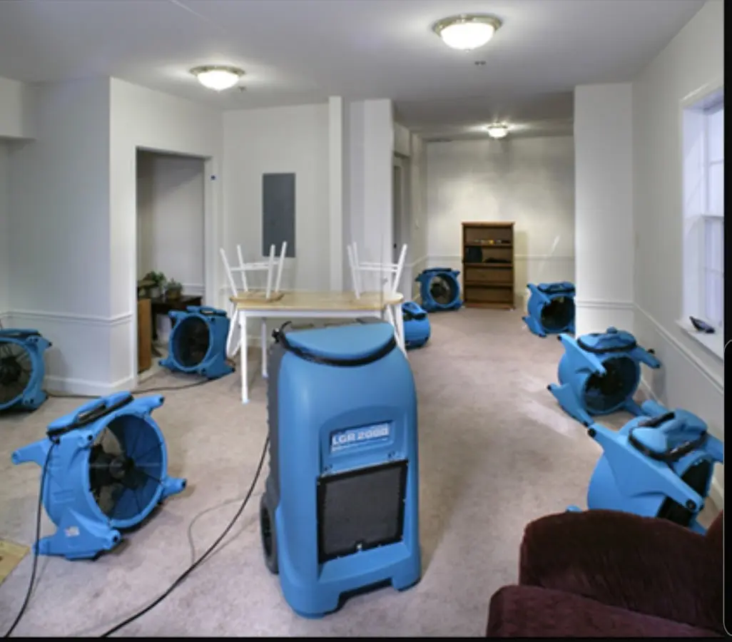 Air movers and dehumidifier setup for Water Extraction & Removal in Selma